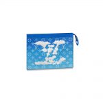 Louis Vuitton Pochette A4 Clouds Monogram Blue in Coated Canvas with Silver-tone