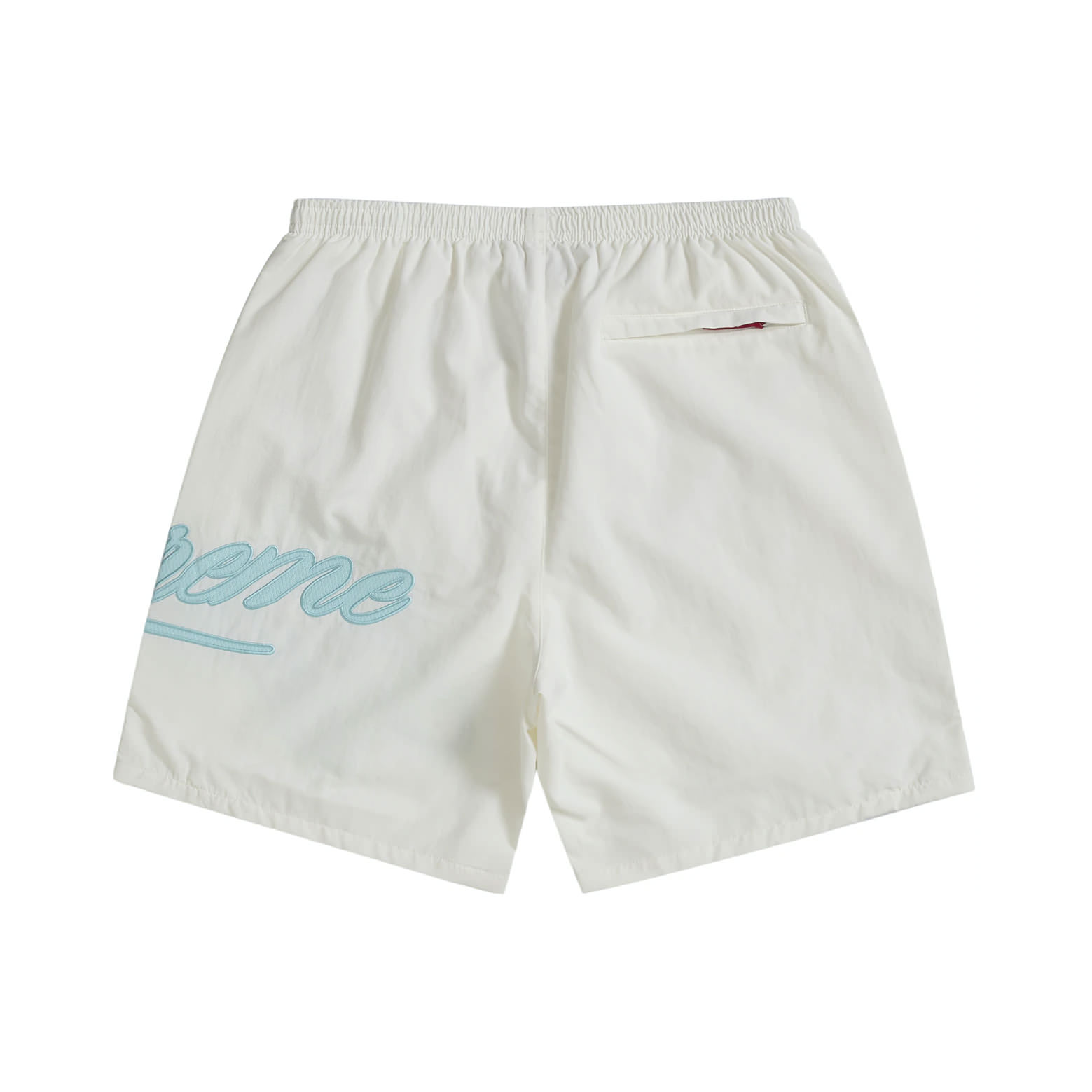 Supreme Signature Script Logo Water Board Shorts All Over Text With  Drawstring Waist Zip Back Pocket And Mesh Lining
