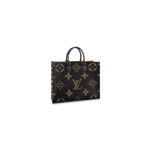 Louis Vuitton Onthego Monogram Giant Jungle Black/Caramel in Canvas with Gold-tone