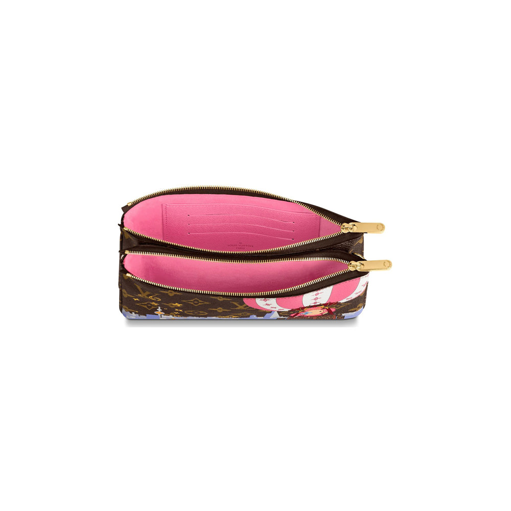Louis Vuitton Double Zip Pochette Monogram Vivienne Holiday Rose Ballerine  Pink