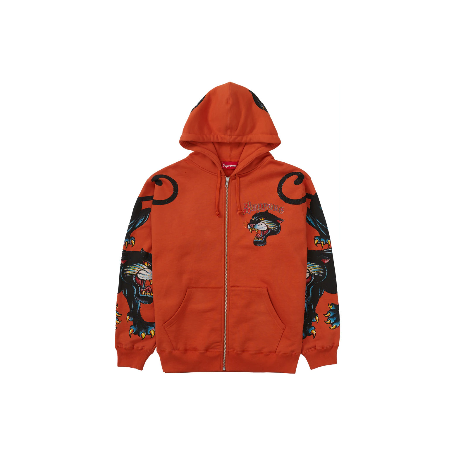 Red supreme zip online up hoodie