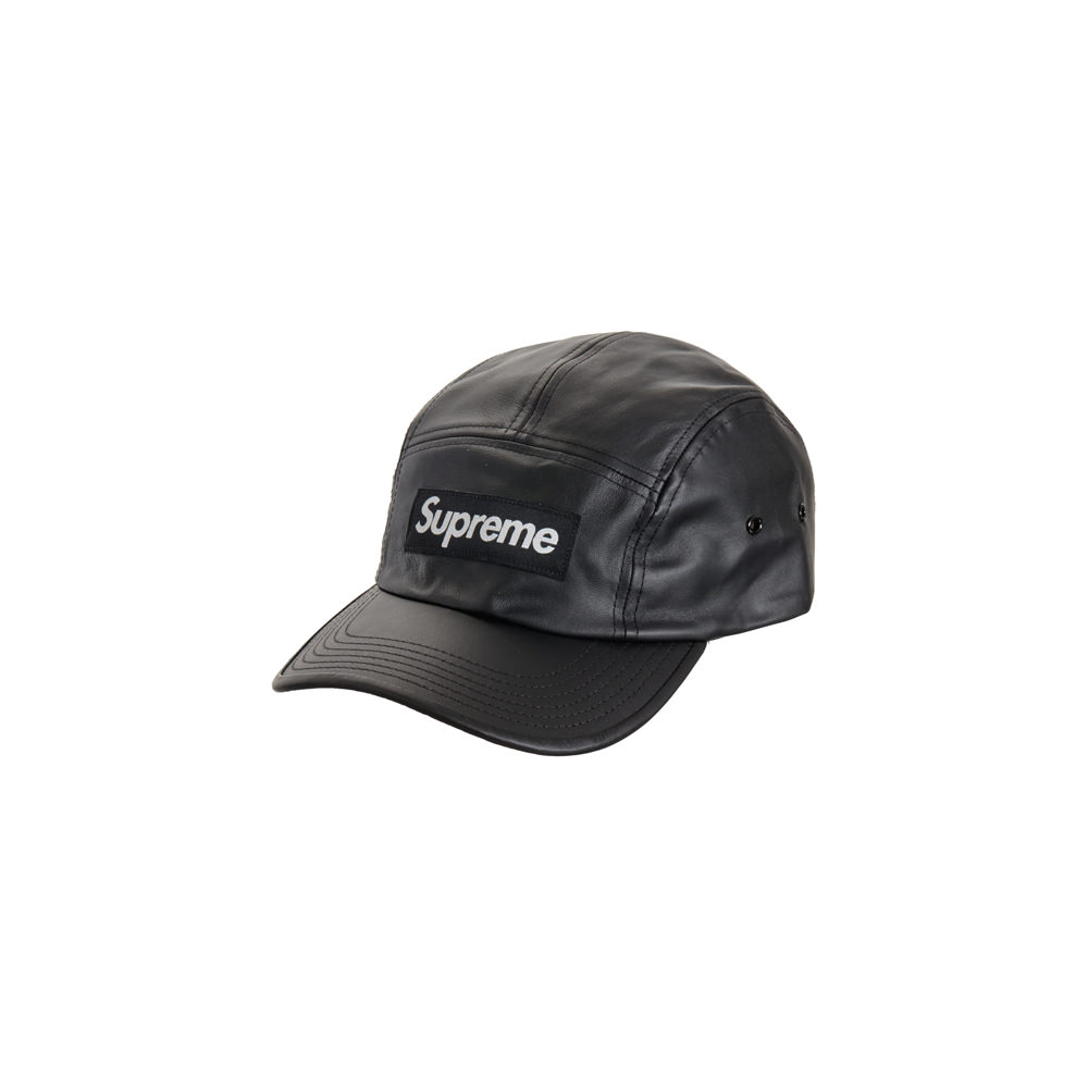 supreme pebbled leather camp cap black
