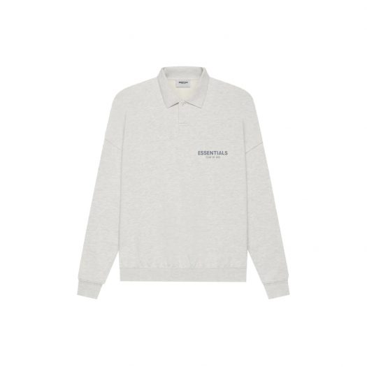 FEAR OF GOD ESSENTIALS Long Sleeve French Terry Polo Light Heather Oatmeal