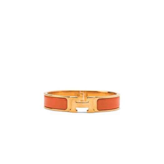 Hermes Bracelet Narrow Clic Clac H Enamel PM in Gold-Tone Metal with Gold-Tone
