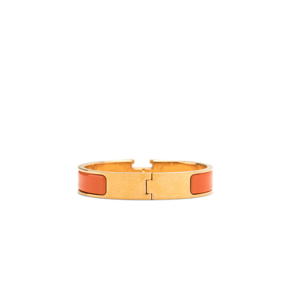 Hermes Narrow Clic H Bracelet (Noir/Yellow Gold Plated) - PM