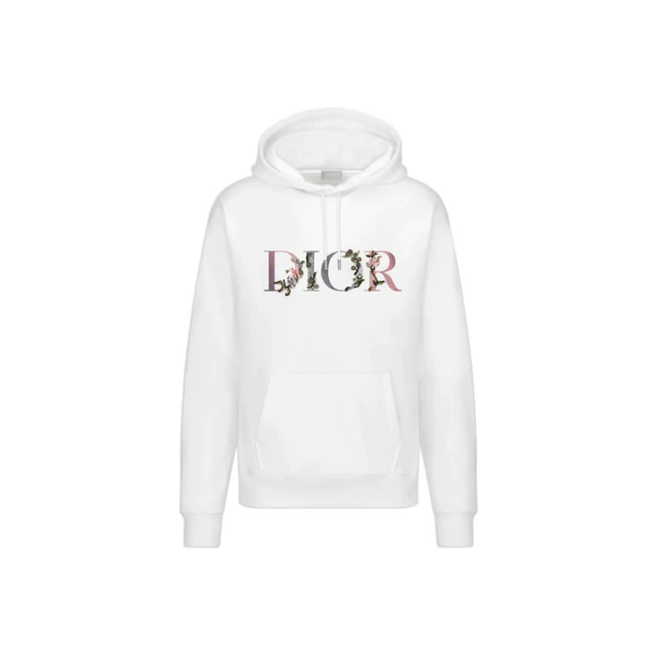 Dior Flowers Embroidered Hoodie White