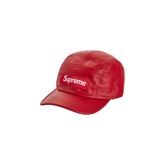 Supreme Leather Camp Cap Red