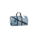 Louis Vuitton Keepall Bandouliere 50 Hickory Stripes Denim Watercolor in Cotton Canvas with Silver-tone