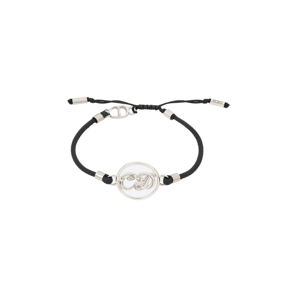 Dior x Kenny Scharf Bracelet Silver and Black Calfskin in Metal and
