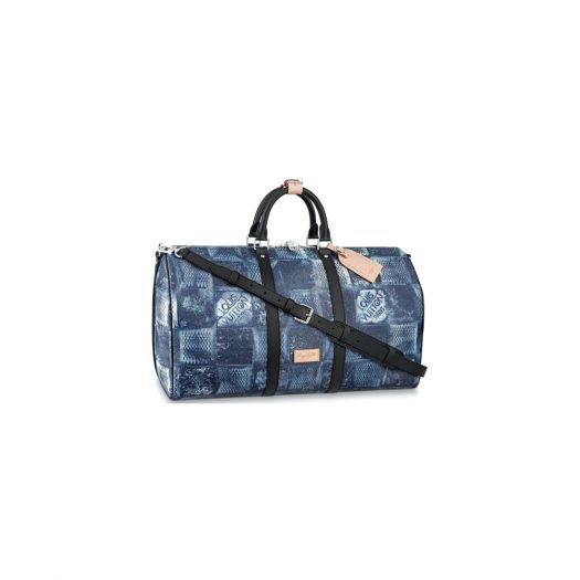 Louis Vuitton Keepall Bandouliere 50 Damier Salt Marine in Coated Canvas with Silver-tone