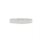 Louis Vuitton LV Initiales Reversible Belt 40MM Damier Salt Light Grey in Coated Canvas with Silver-tone