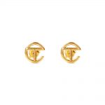 Telfar Logo Stud Earring Gold in Silver 925/18K Yellow Gold Plated with Gold-tone