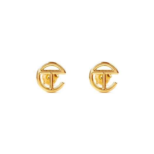 Telfar Logo Stud Earring Gold in Silver 925/18K Yellow Gold Plated with Gold-tone