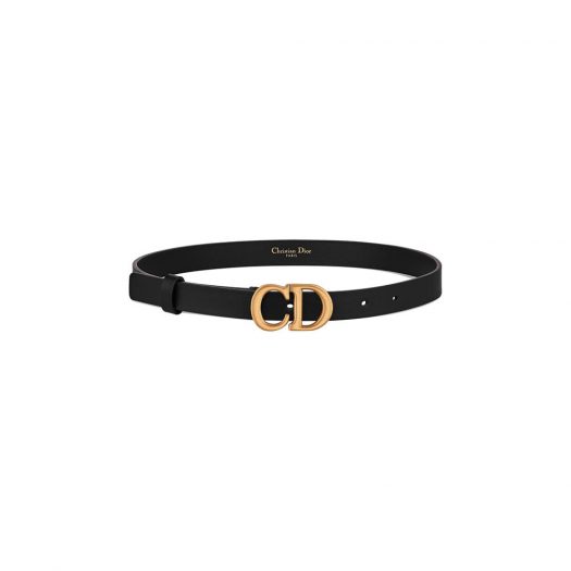 Dior Saddle Belt Calfskin 20 MM Black in Calfskin with Aged Gold-tone
