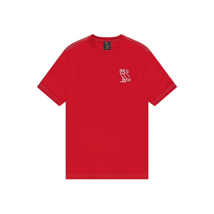 OVO Contrast Stitch T-Shirt Red