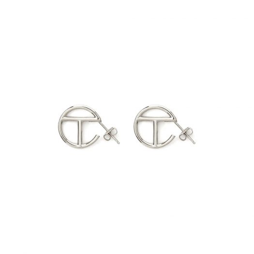 Telfar Logo Hoop Earring Small Silver in Silver 925/Rhodium Plated with Silver-tone