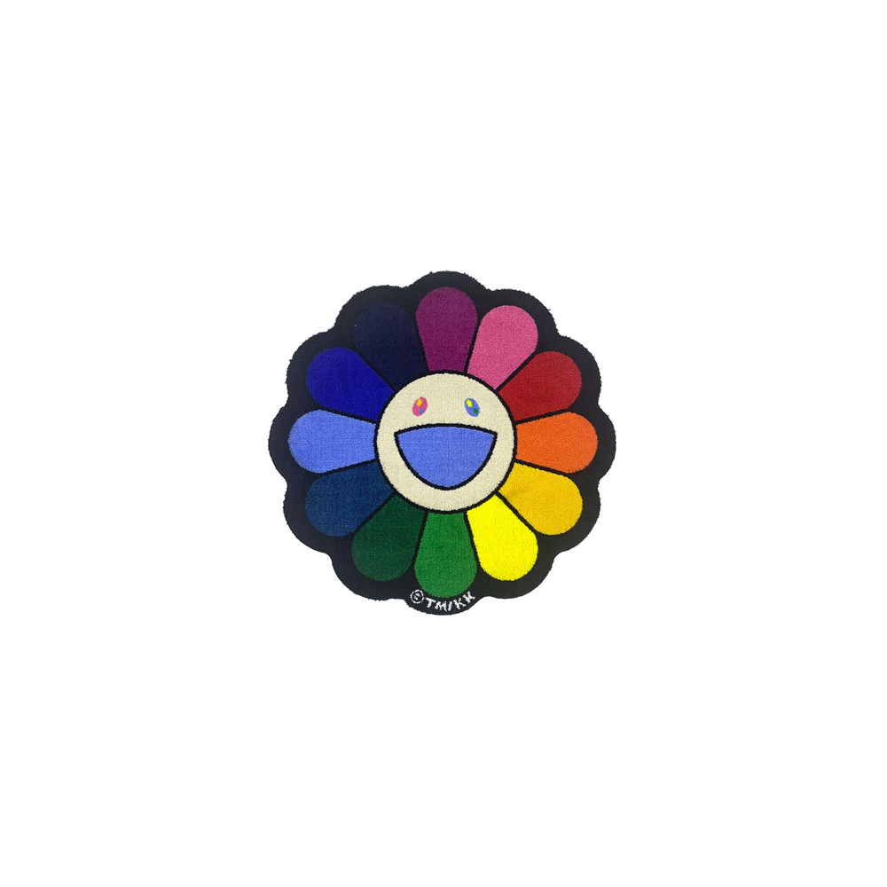 Takashi Murakami Flower Floor Mat Rug Rainbow/Ecru BeigeTakashi