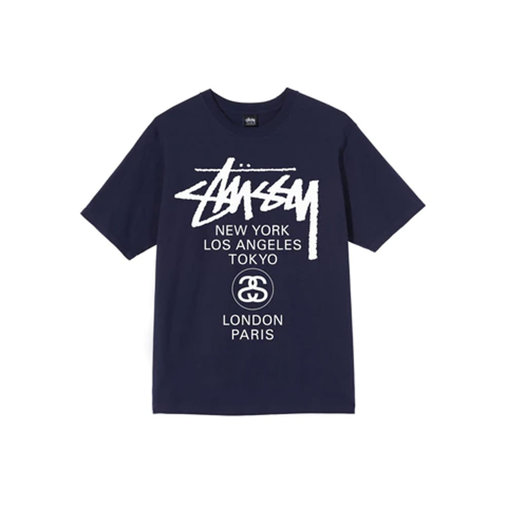 Stussy World Tour T-shirt NavyStussy World Tour T-shirt Navy - OFour