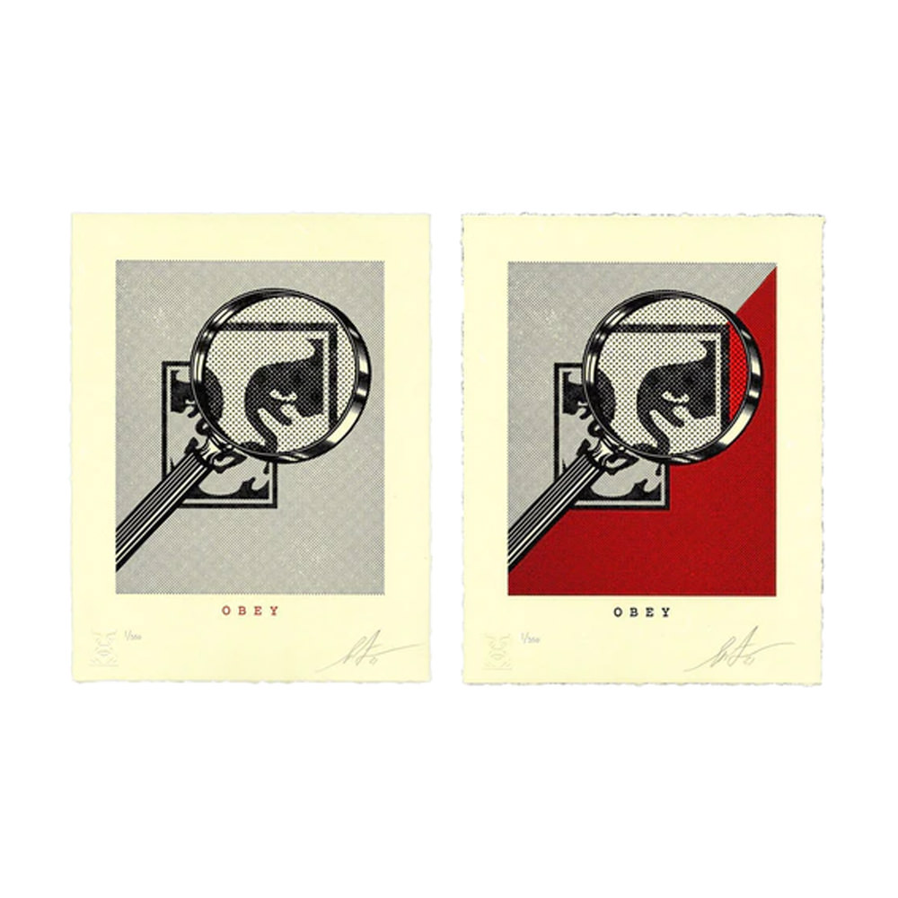 Shepard Fairey Obey Magnifying Glass Letterpress Print Set (SIgned, Edition of 350)