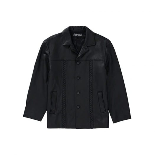 Supreme Braided Leather Overcoat Black
