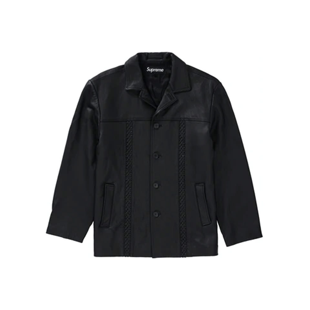 Supreme Braided Leather Overcoat BlackSupreme Braided Leather