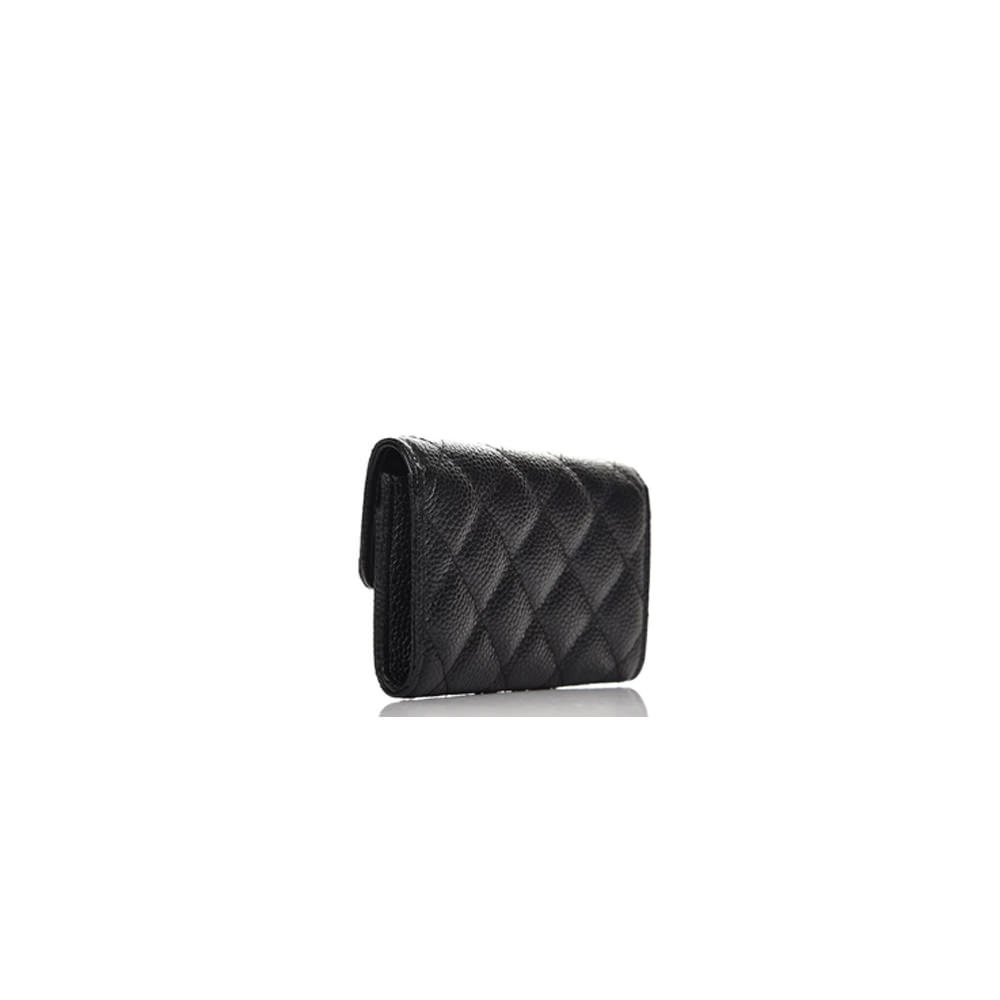 Chanel Card Holder Quilted Caviar Gold-tone BlackChanel Card Holder Quilted Caviar  Gold-tone Black - OFour