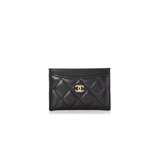 caviar quilted flap card holder wallet black