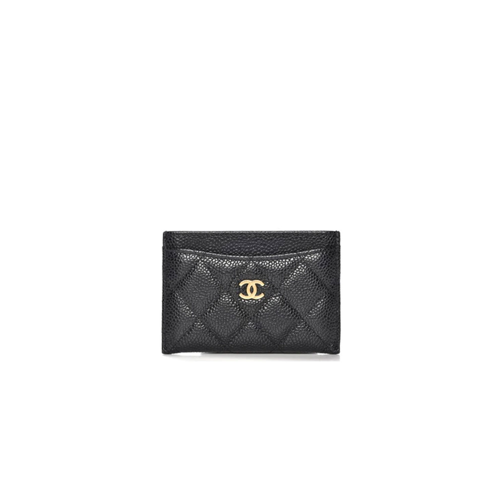 Chanel CC Card Holder Quilted Diamond Caviar Gold-tone BlackChanel CC Card  Holder Quilted Diamond Caviar Gold-tone Black - OFour