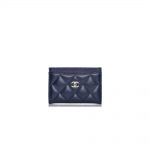 Chanel Card Holder Quilted Caviar Navy Blue