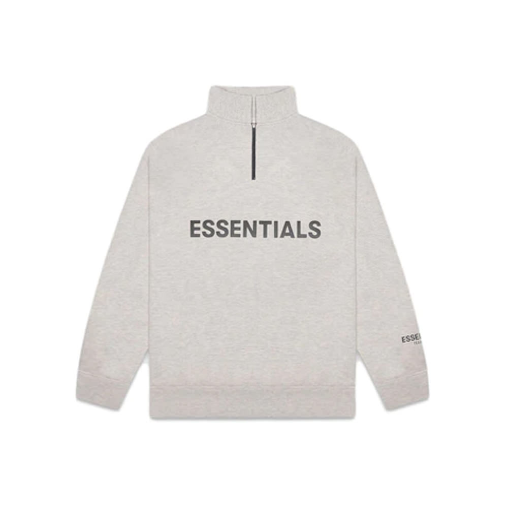 Fear of God Essentials Half Zip Pullover Sweater Heather Oatmeal