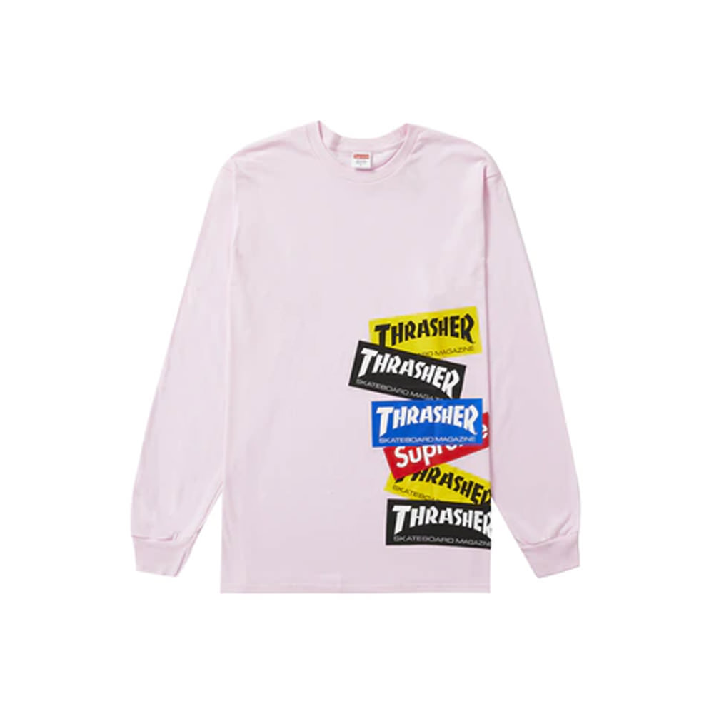 Supreme Thrasher Multi Logo L/S Tee Light Pink