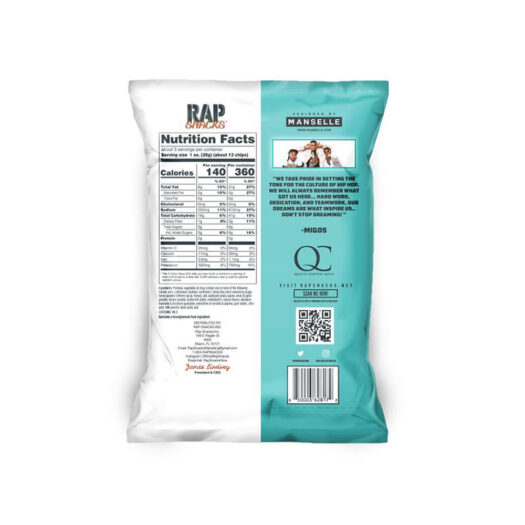 Rap Snacks Featuring Hip-Hop Stars (Pack of 6) (Migos Bar-B-Quin’ with My Honey with a Dab of Ranch Wavy Potato Chips)