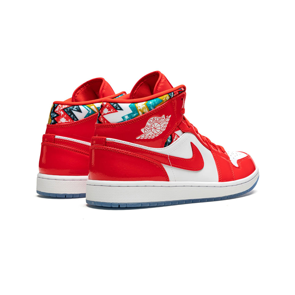 Jordan 1 Mid Barcelona Sweater Red PatentJordan 1 Mid Barcelona Sweater Red Patent - OFour