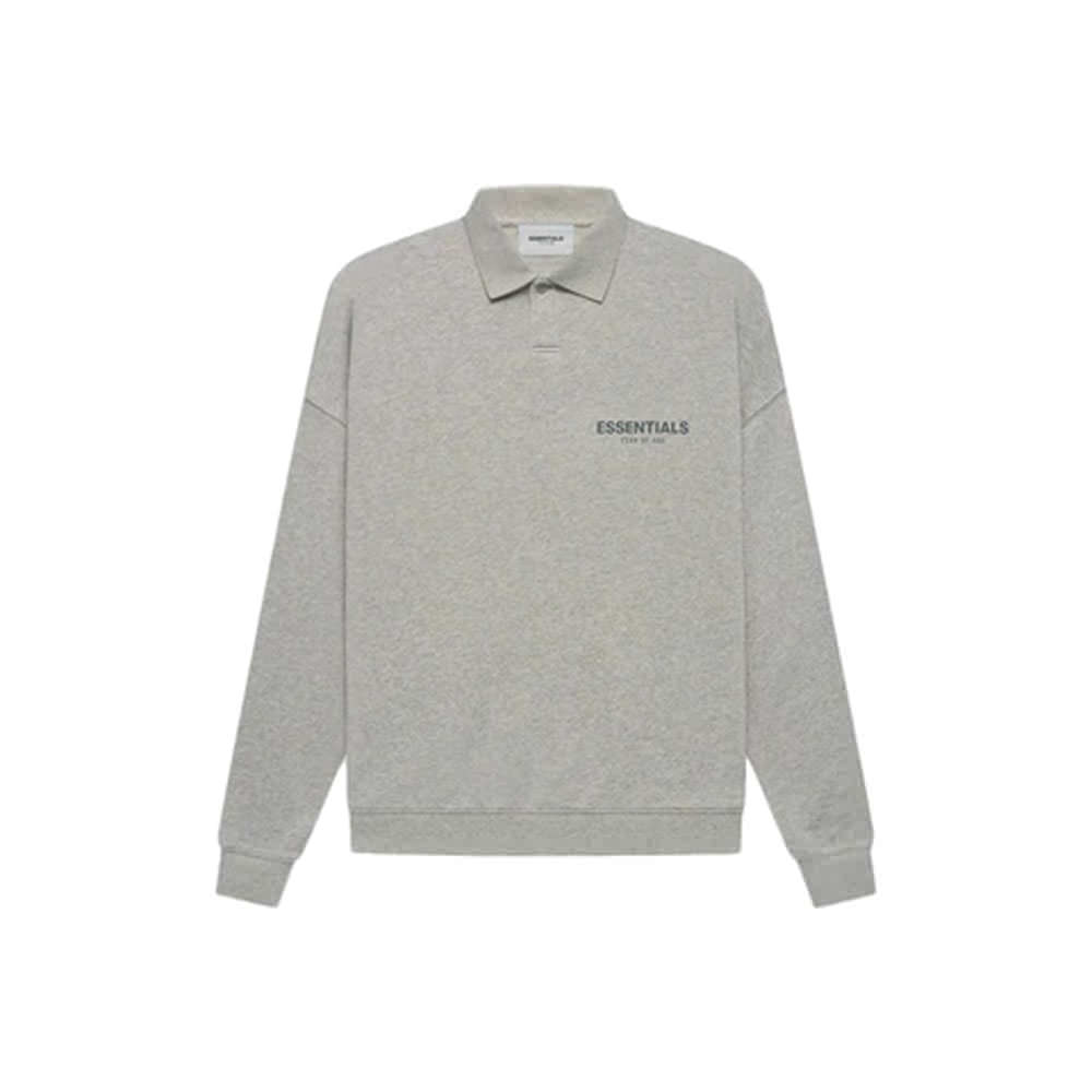 Fear of God Essentials Core Collection L/S Polo Dark Heather Oatmeal