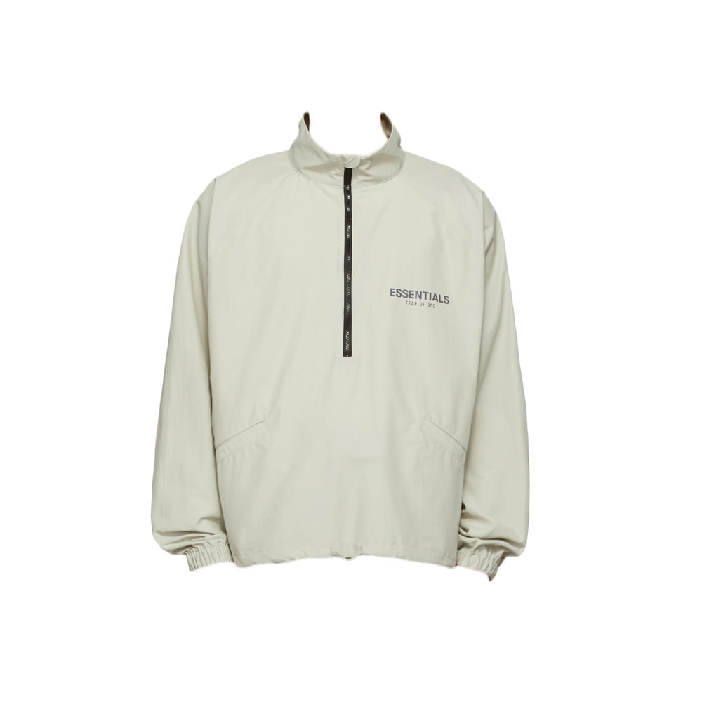 Fear of God Essentials SSENSE Exclusive Half Zip Track Jacket ConcreteFear of God Essentials SSENSE Exclusive Half Zip Track Jacket Concrete OFour