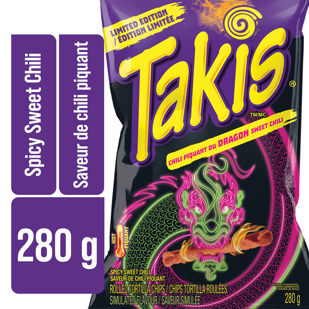 Takis Dragon Sweet Chili Rolled Tortilla Chips, 90g/3.15 oz., Bag {Imported  from Canada} 