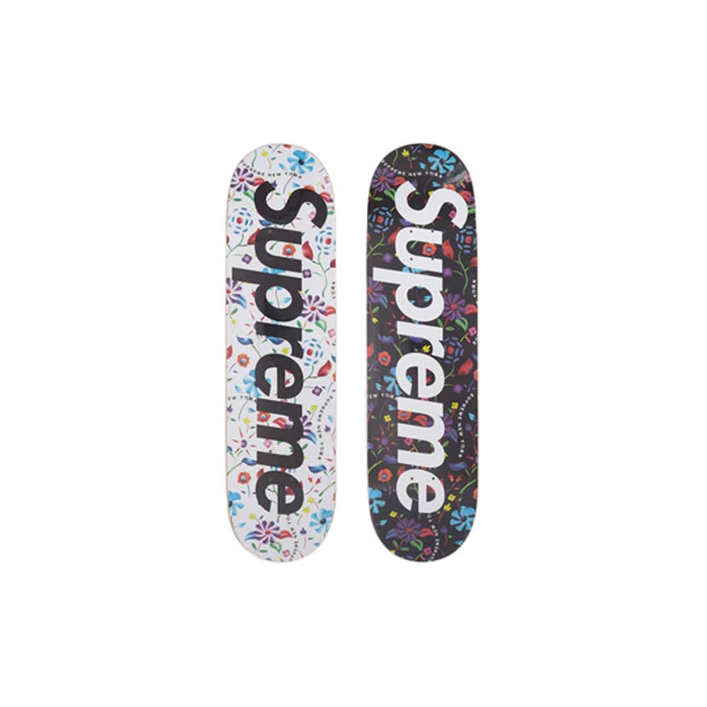 Supreme Airbrushed Floral Skateboard Deck Black/White SetSupreme
