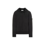 Stone Island 64120 Brushed Cotton Fleece Hooded Sweatshirt Black