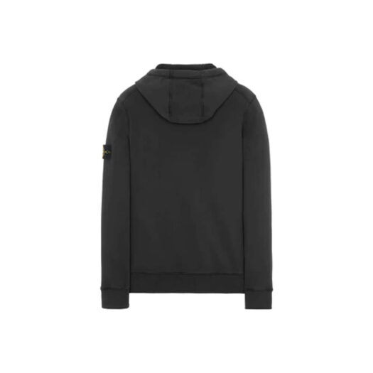 Stone Island 64120 Brushed Cotton Fleece Hooded Sweatshirt Black