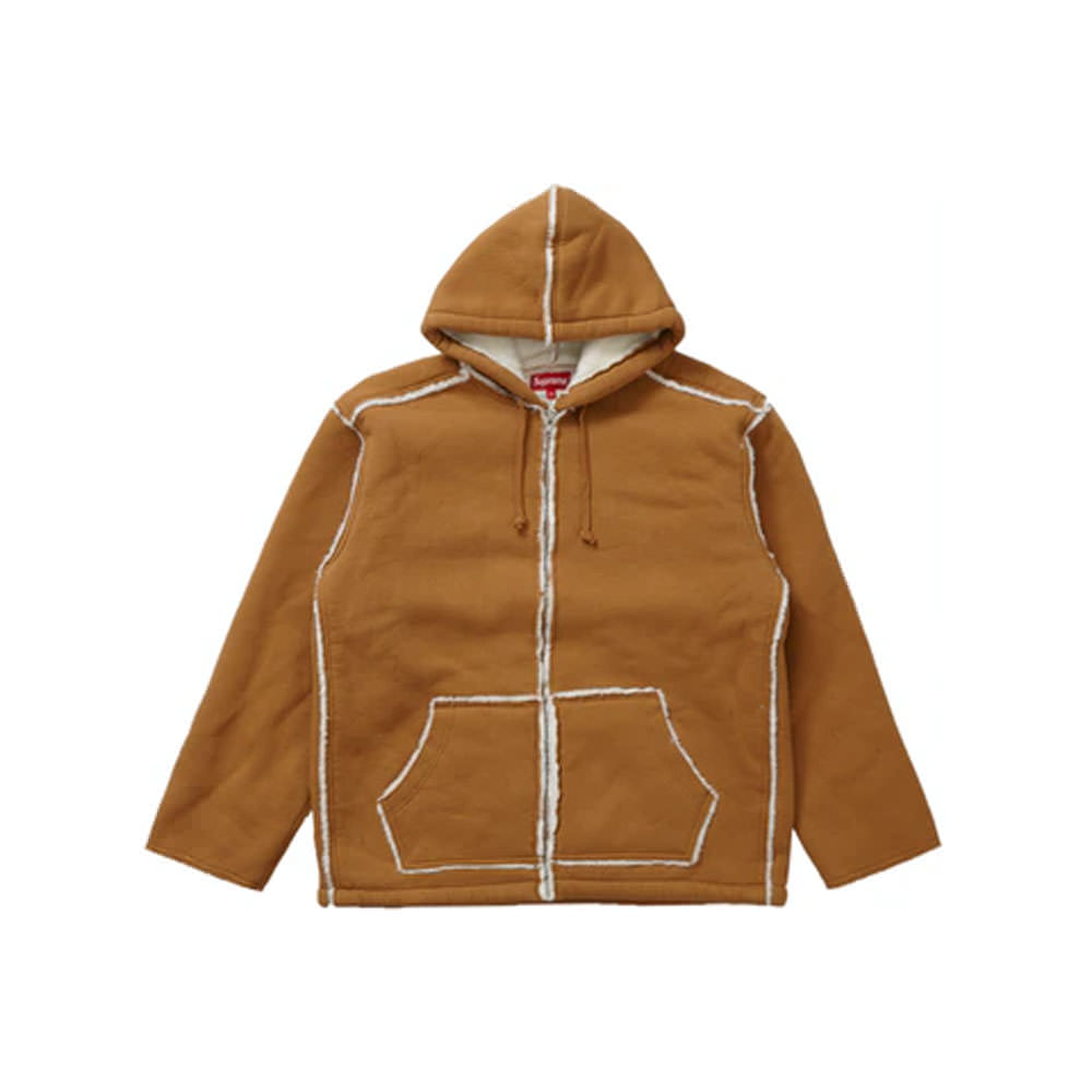 Supreme Faux Shearling Hooded Jacket Tan