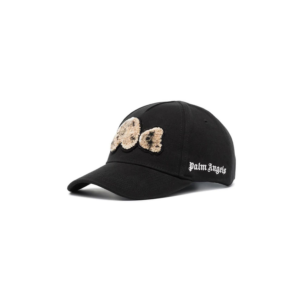 Palm Angels Spray bear Print Cap Black BeigePalm Angels Spray bear