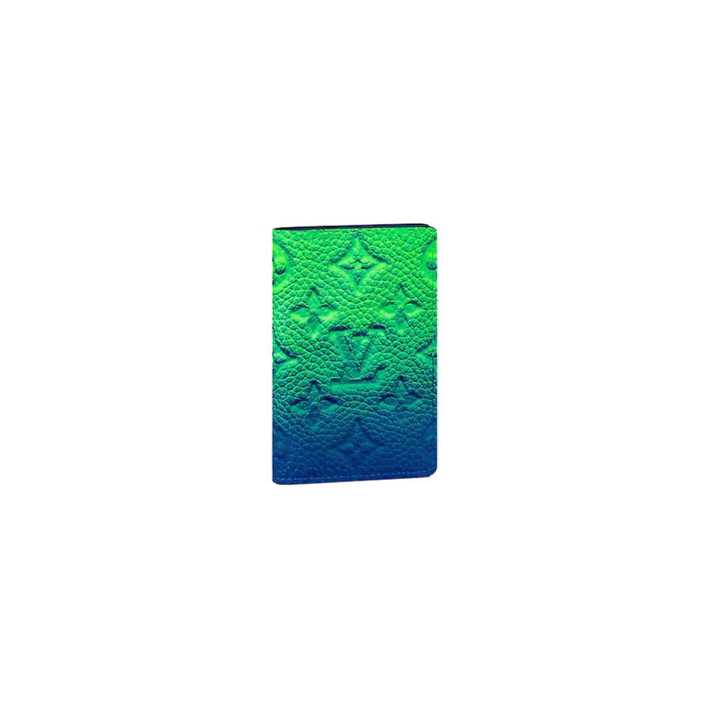 Louis Vuitton Taurillon Monogram Logo Green Blue Ombre Pocket Organizer  Wallet