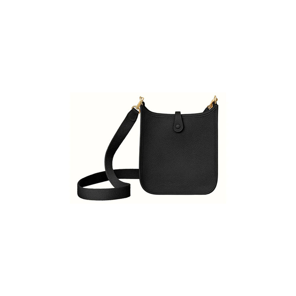 Hermes Evelyne e Clemence Gold 16 Mini/TPM Noir in Clemence Bull Calf  Leather with Gold Plated - US