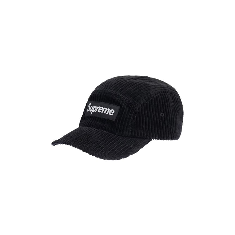 Supreme】Linen Fitted Camp Cap Black - 帽子