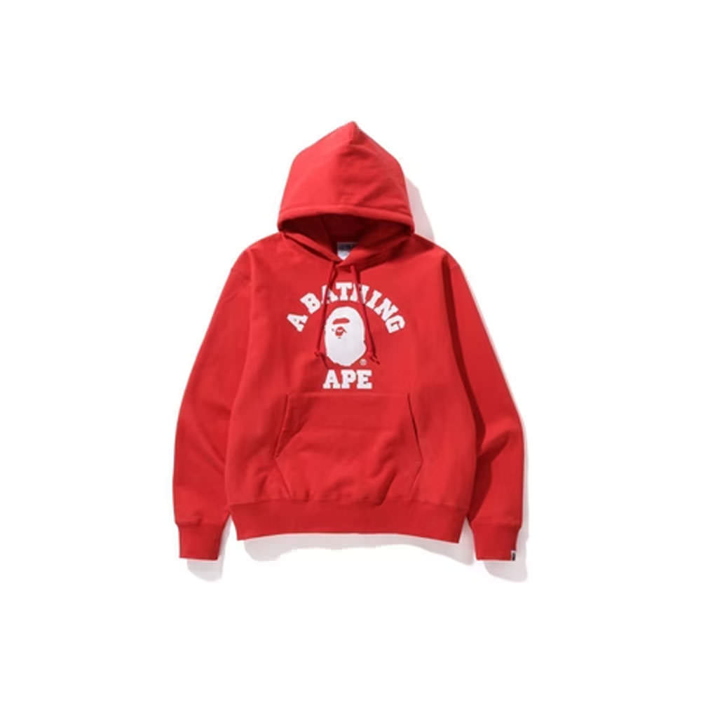 BAPE Classic College Relaxed Fit Pullover Hoodie RedBAPE Classic