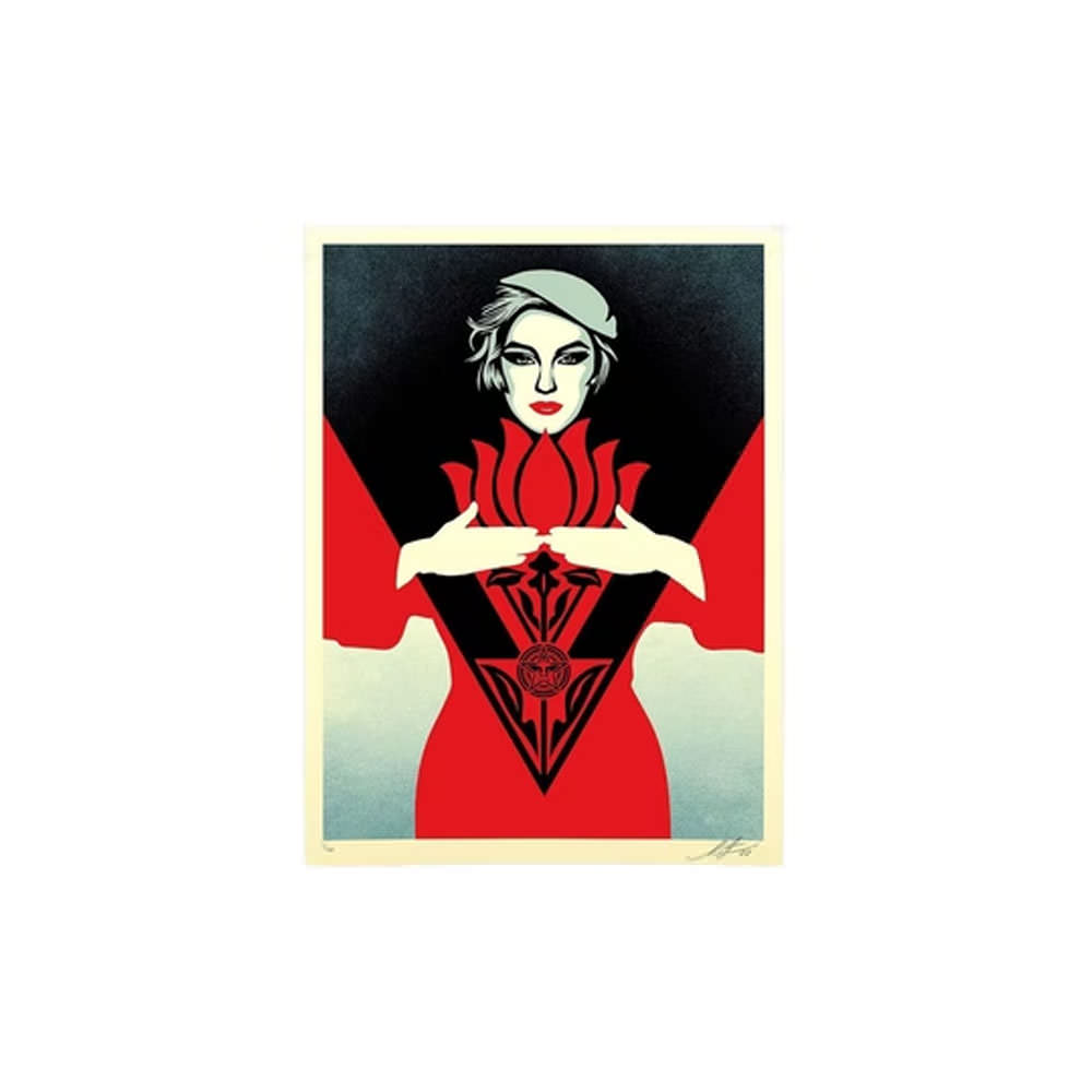Shepard Fairey Obey Noir Flower Women Print (Signed, Edition of 400) Red