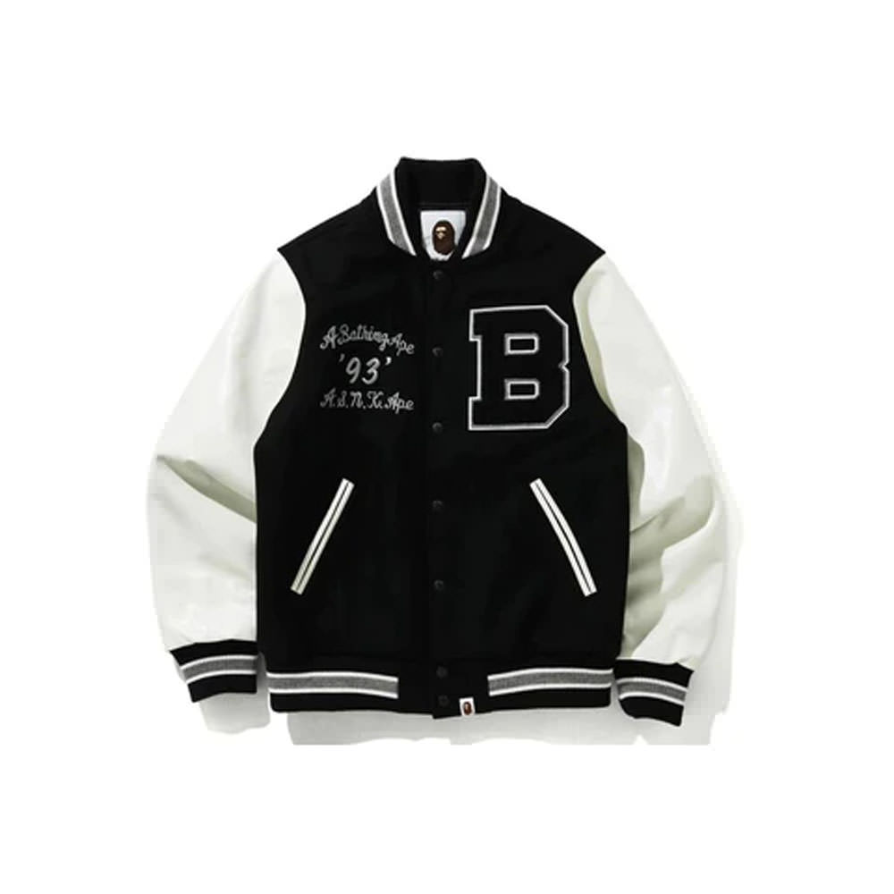 BAPE Varsity Jacket BlackBAPE Varsity Jacket Black - OFour