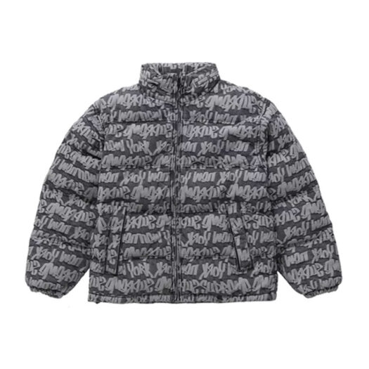 Supreme Fat Tip Jacquard Denim Puffer Jacket Black