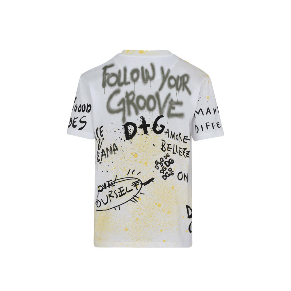 Dolce And Gabbana Junior Boys Graffiti Logo T ShirtDolce And