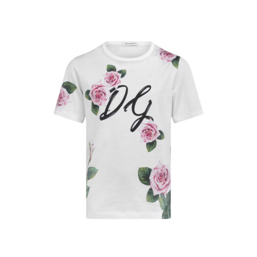 Dolce And Gabbana Junior Girls All Over Print Rose T Shirt